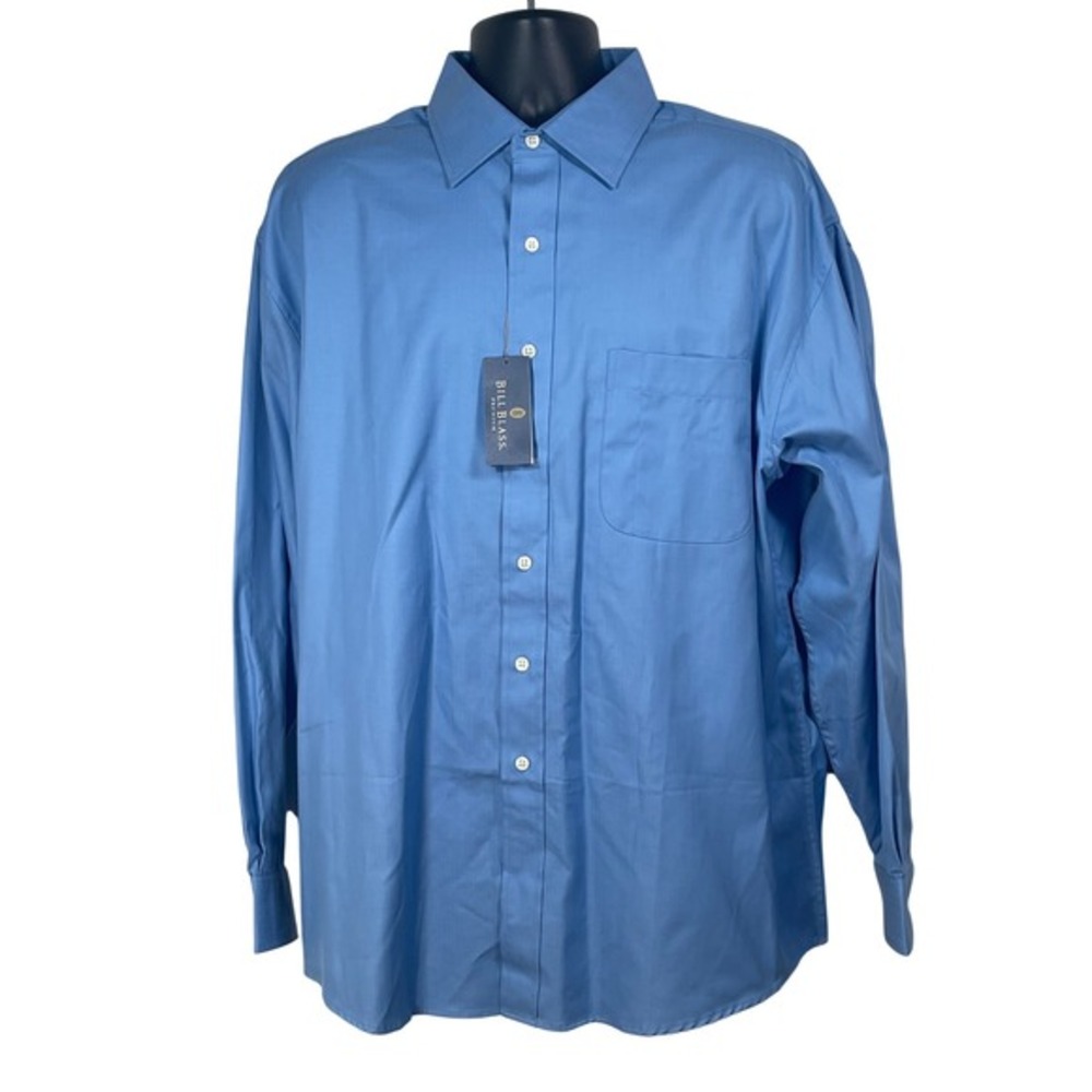 Bill Blass Premium‎ Mens XL Blue Herringbone Wrinkle Free Button Down Shirt NEW